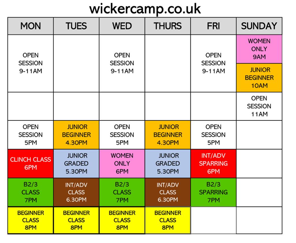 Class Timetable : Wicker Camp - Sheffield Muay Thai Boxing Gym